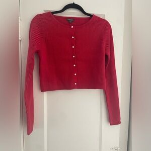 Wild fable crop sweater with pearl buttons
